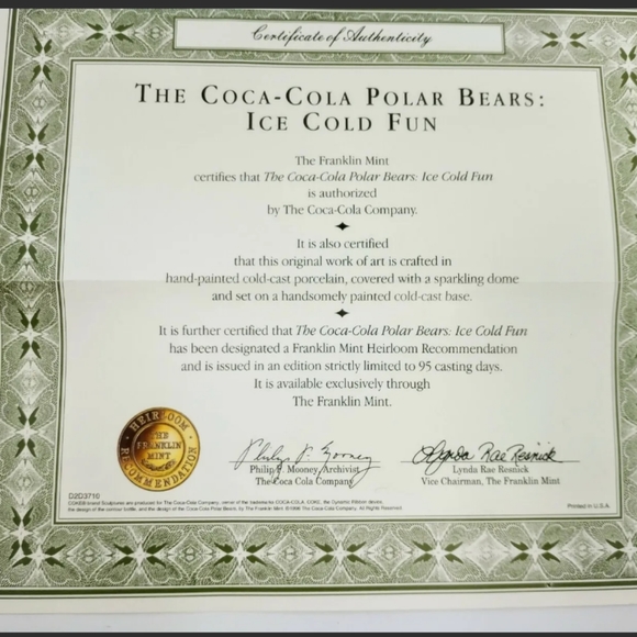 NEW Coca Cola Polar Bears Authentic Limited Edition Franklin Mint Collectible - Picture 7 of 7